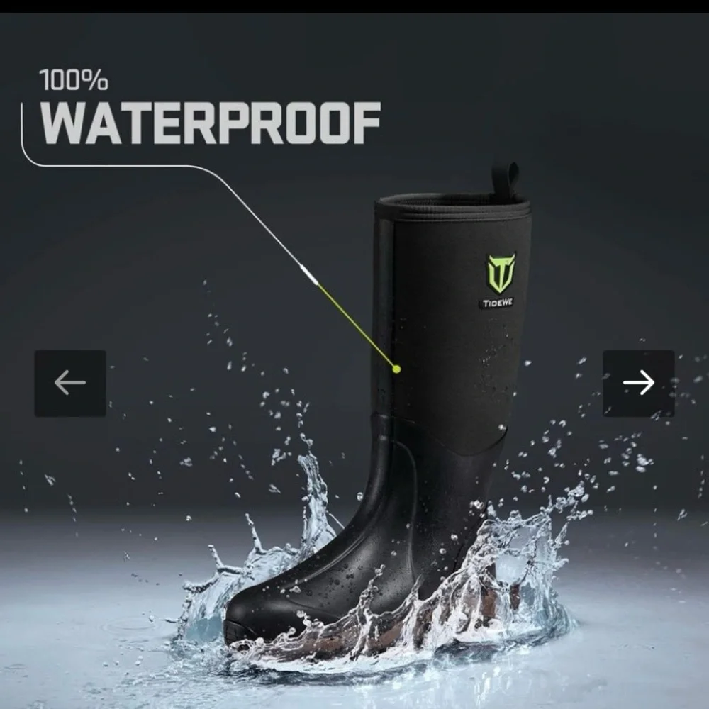 TideWe Black Mens Waterproof Boots